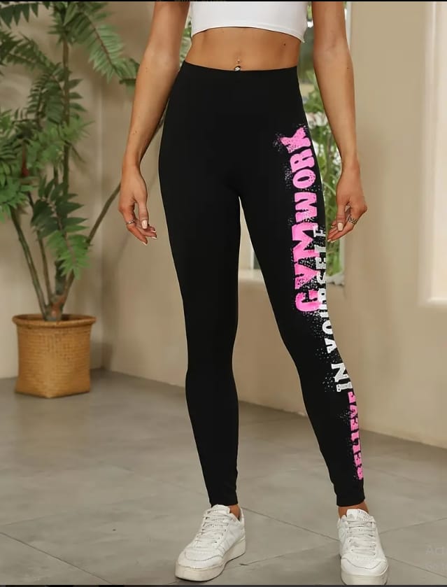DTF Print High Waist Butt-Lifting Leggings for Women | Stretchable, Breathable, Perfect for Yoga, Running & Gym