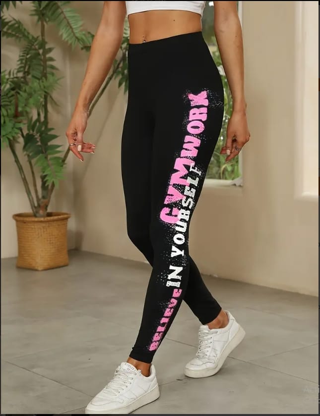 DTF Print High Waist Butt-Lifting Leggings for Women | Stretchable, Breathable, Perfect for Yoga, Running & Gym