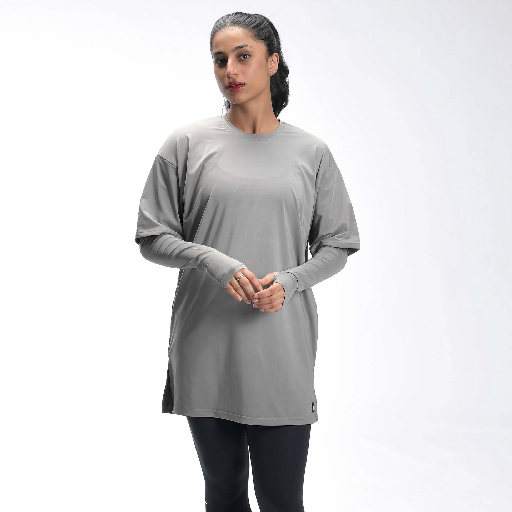 Oversized Long Double Sleeve T-Shirt for Women's - Lightweight Casual Workout Top | Full Sleeve Sporty Fitness Wear for Everyday Comfort