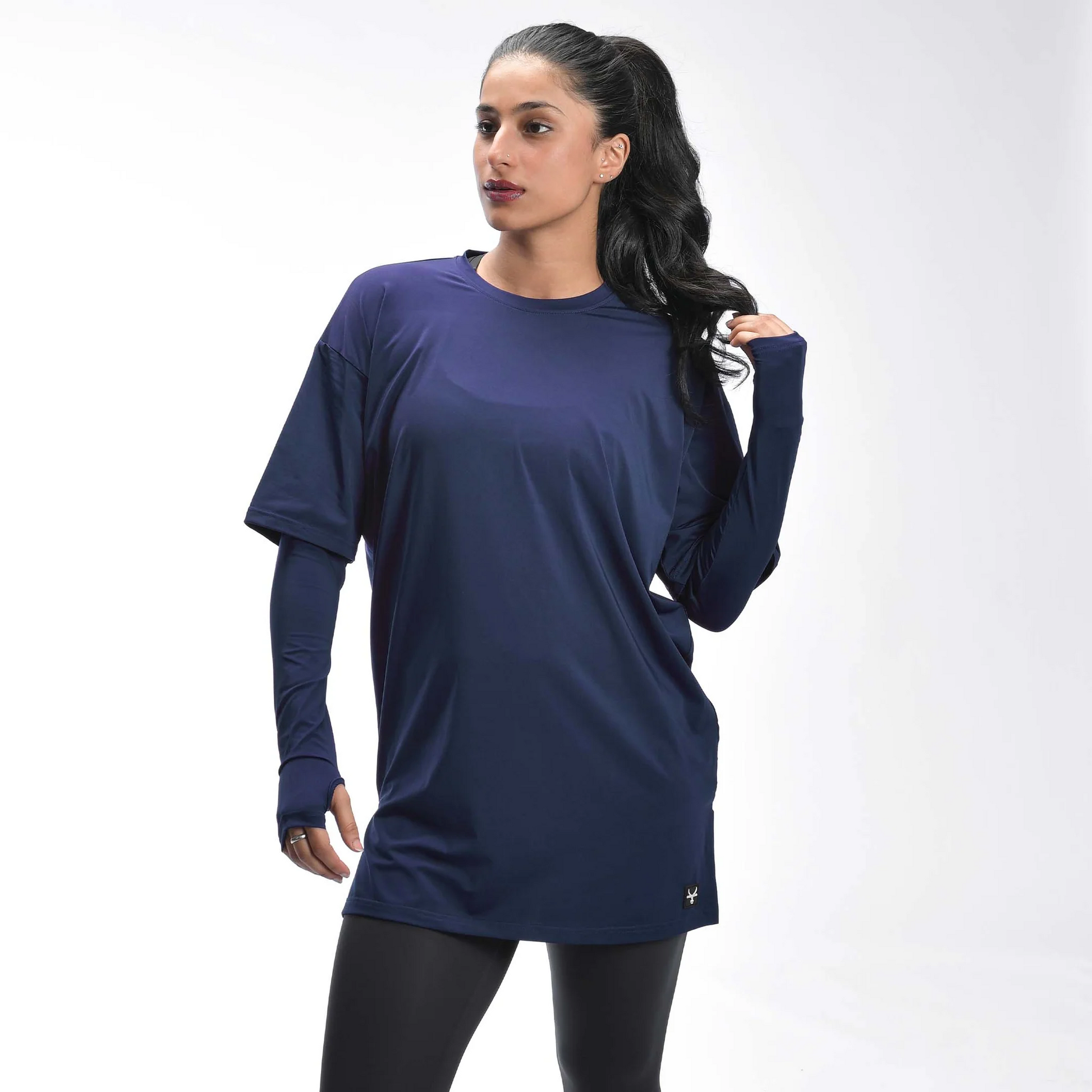 Oversized Long Double Sleeve T-Shirt for Women's - Lightweight Casual Workout Top | Full Sleeve Sporty Fitness Wear for Everyday Comfort