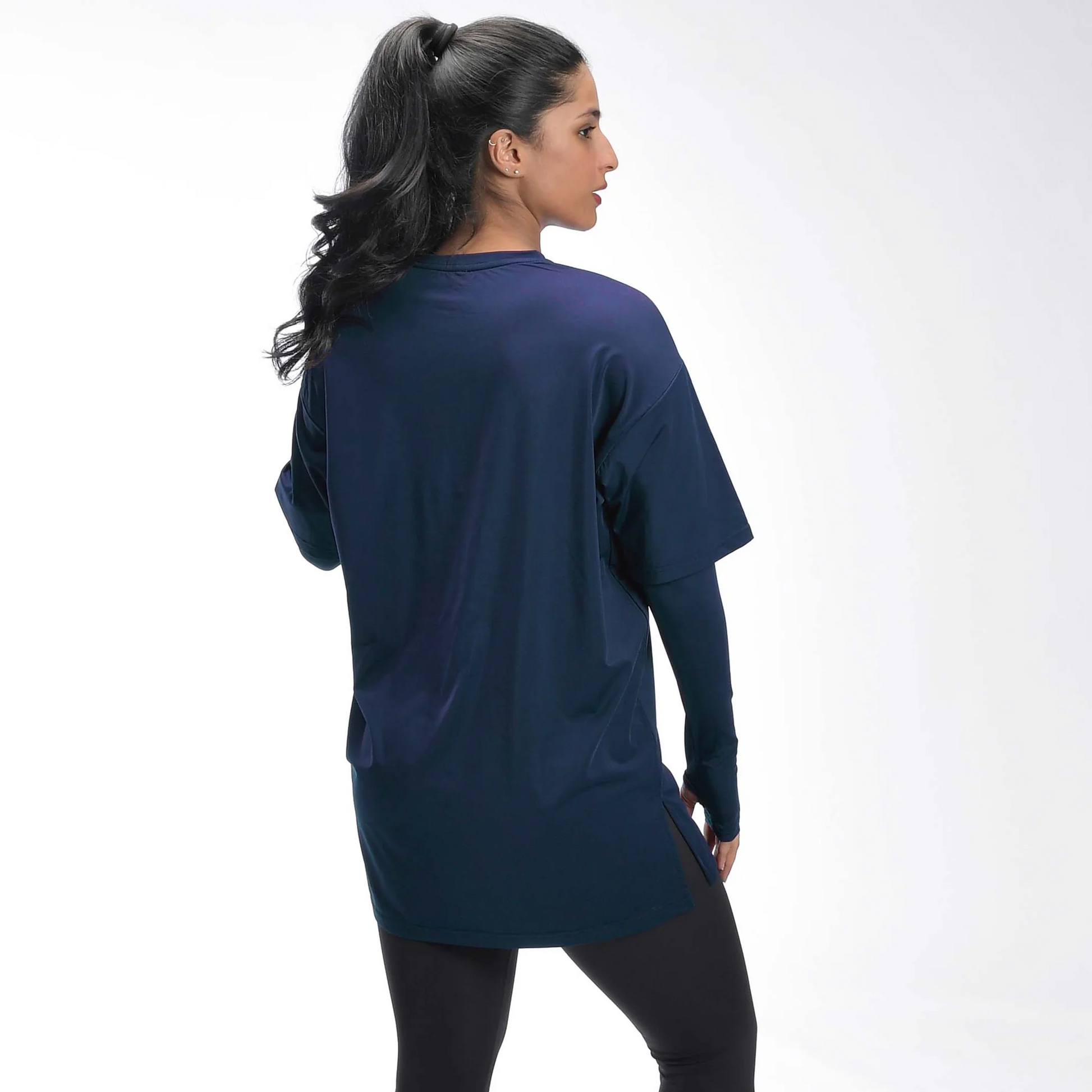 Oversized Long Double Sleeve T-Shirt for Women's - Lightweight Casual Workout Top | Full Sleeve Sporty Fitness Wear for Everyday Comfort