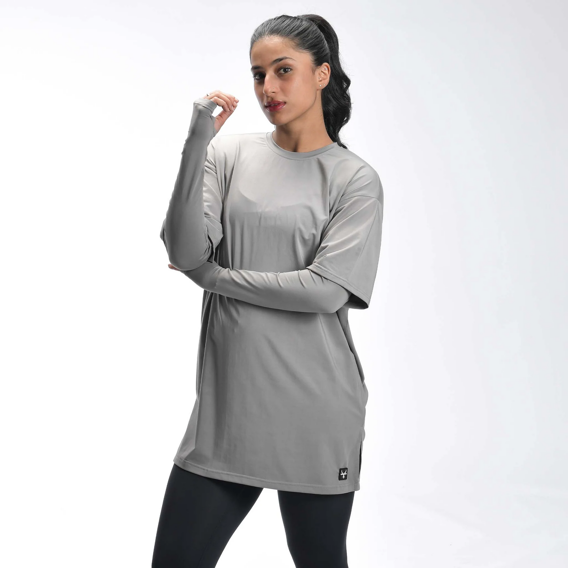 Oversized Long Double Sleeve T-Shirt for Women's - Lightweight Casual Workout Top | Full Sleeve Sporty Fitness Wear for Everyday Comfort