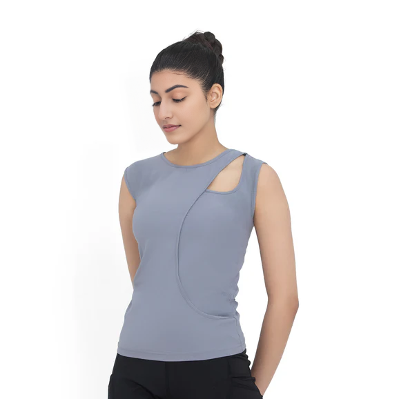 Stylish Sleeveless Shirt for Girls – Trendy Strechable Cut Out Tank Top | Summer Casual & Workout Sando T shirt Wear for Women